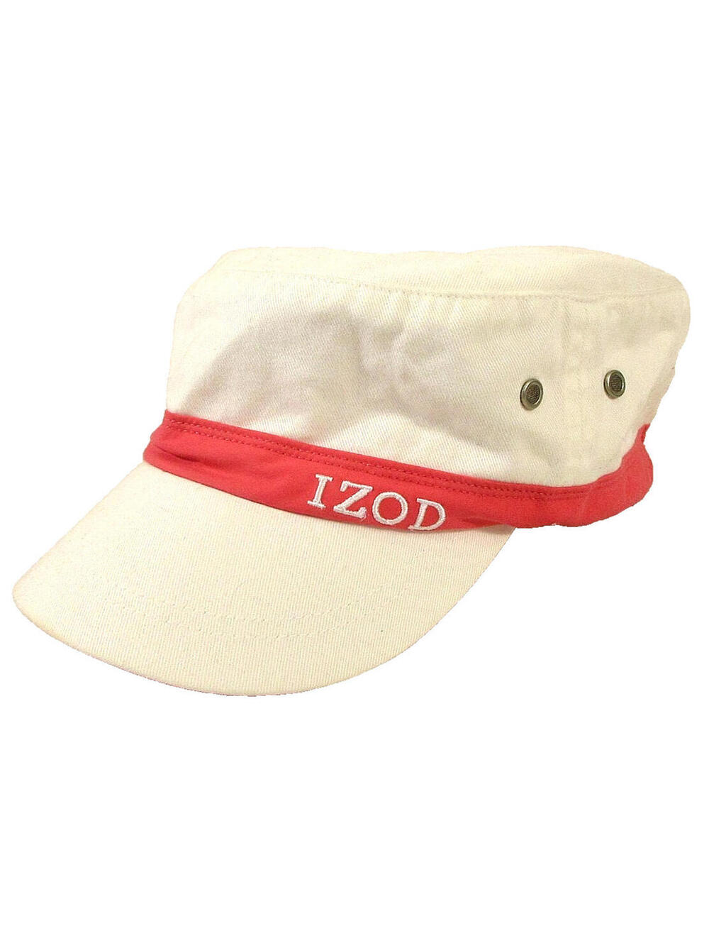 IZOD Womens 100% Cotton Golf Cap Adjustable Elastic Back One Size White